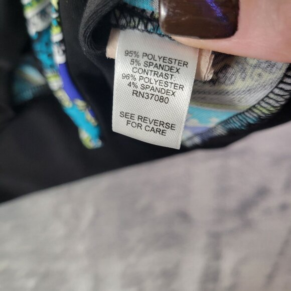 Cato Womens M Paisley Print Tunic Top Bell Sleeve Boho Retro Blue Green Black - Picture 7 of 8